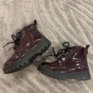 Burgundy toddler Zara Patent Leather Ankle Boots